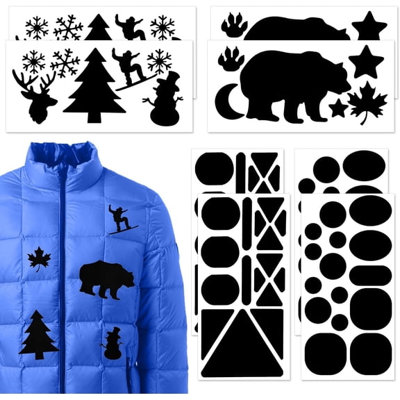 8 Sheets Down Jacket Repair Patches, 8 x 4 Inch Self Adhesive Nylon Fabric Repair Kit for Puffer Jackets, Outerwear, Clothing, Bags, Backpacks, Black