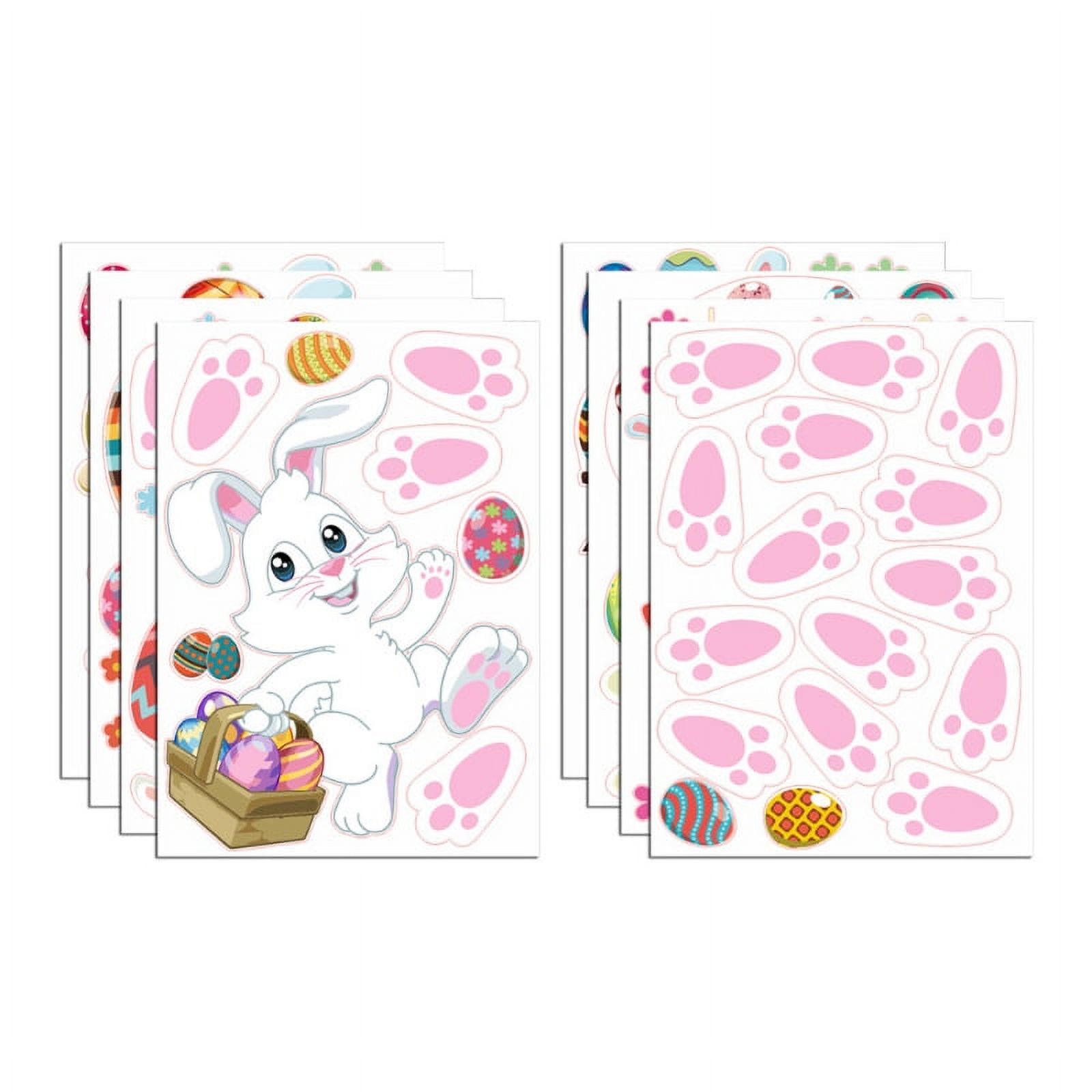 8 Sheets Easter Window Sticker Rabbit Bunny Eggs Wall Stickers Decals ...