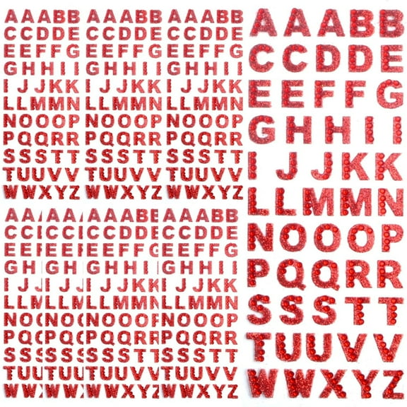 8 Sheets Glitter Alphabet Stickers Sparkling Crystal Rhinestones Letter A to Z Self-Adhesive ABC Word Stickers for DIY Art Craft Scrapbooking Card Making Decoration, Red