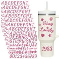 thumbnail image 1 of 8 Sheets Glitter Letter Stickers for Stanley Cup, Alphabet Name Tags for Water Bottles, Vinyl Waterproof Personalized Letter Number Logo for Stanley Tumbler Accessories (Pink), 1 of 7