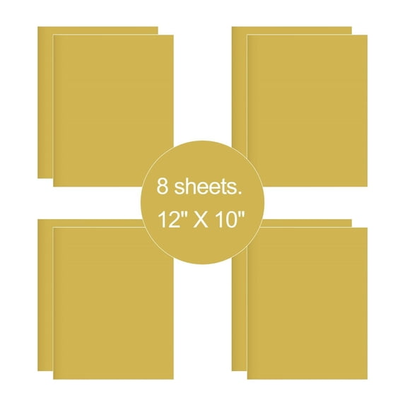 8 Sheets Gold 12" x 10" Pre Cut HTV Iron On Heat Transfer Vinyl Paper for T-Shirts Cricut Silhouette
