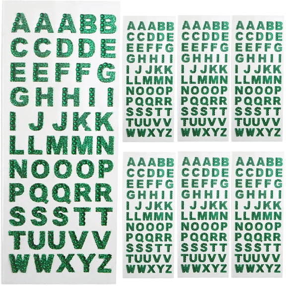 8 Sheets Green Glitter Alphabet Stickers Shiny A-Z Rhinestone Letter Sticker Self Adhesive Crystal Stick on Letters Stickers for DIY Art Craft Card Scrapbooking Gift Box Decor