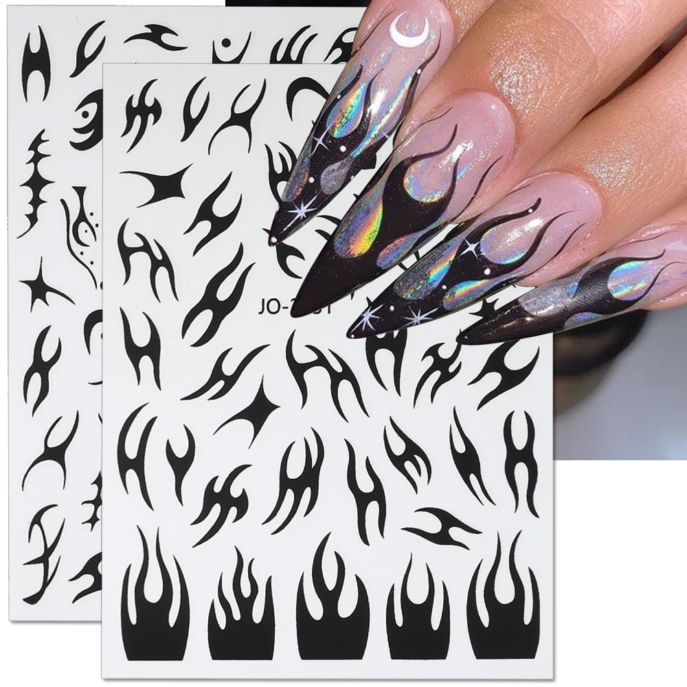 Negative space flame fire tip nails nail art | Flame nail art, Fire nails,  Halloween acrylic nails