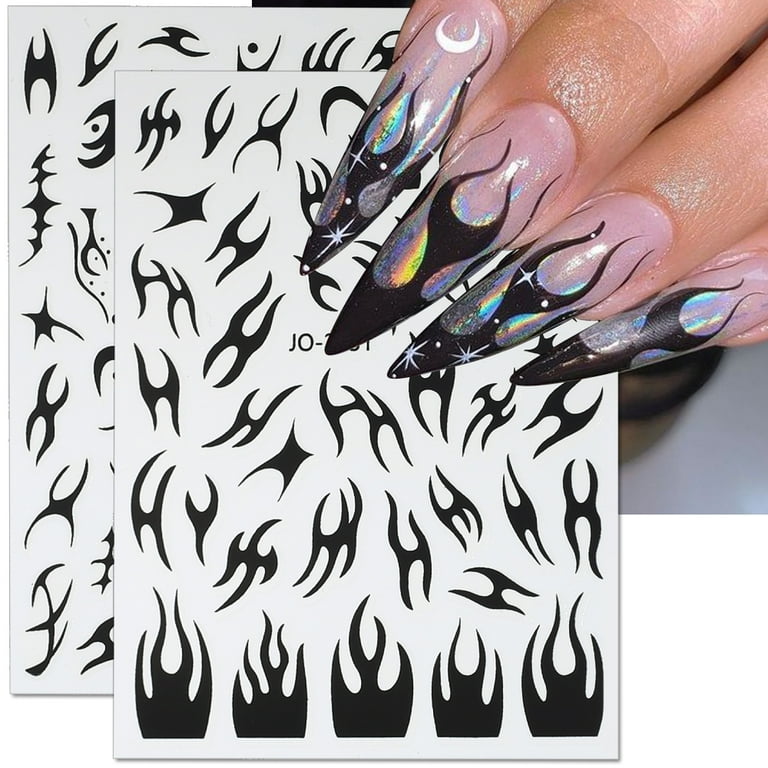 black white silver nail designs