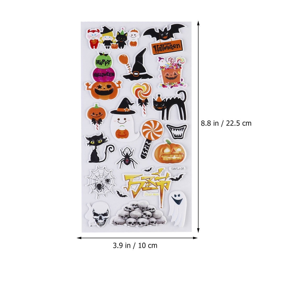 8 Sheets Kids Stickers Happy Halloweens Stickers With Ghost Pumpkin 