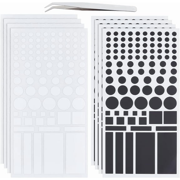 8 Sheets LED Light Blocking Stickers Black and White 100% Dimming of LED Cover Stickers for Clocks Routers Controllers(with Tweezer)