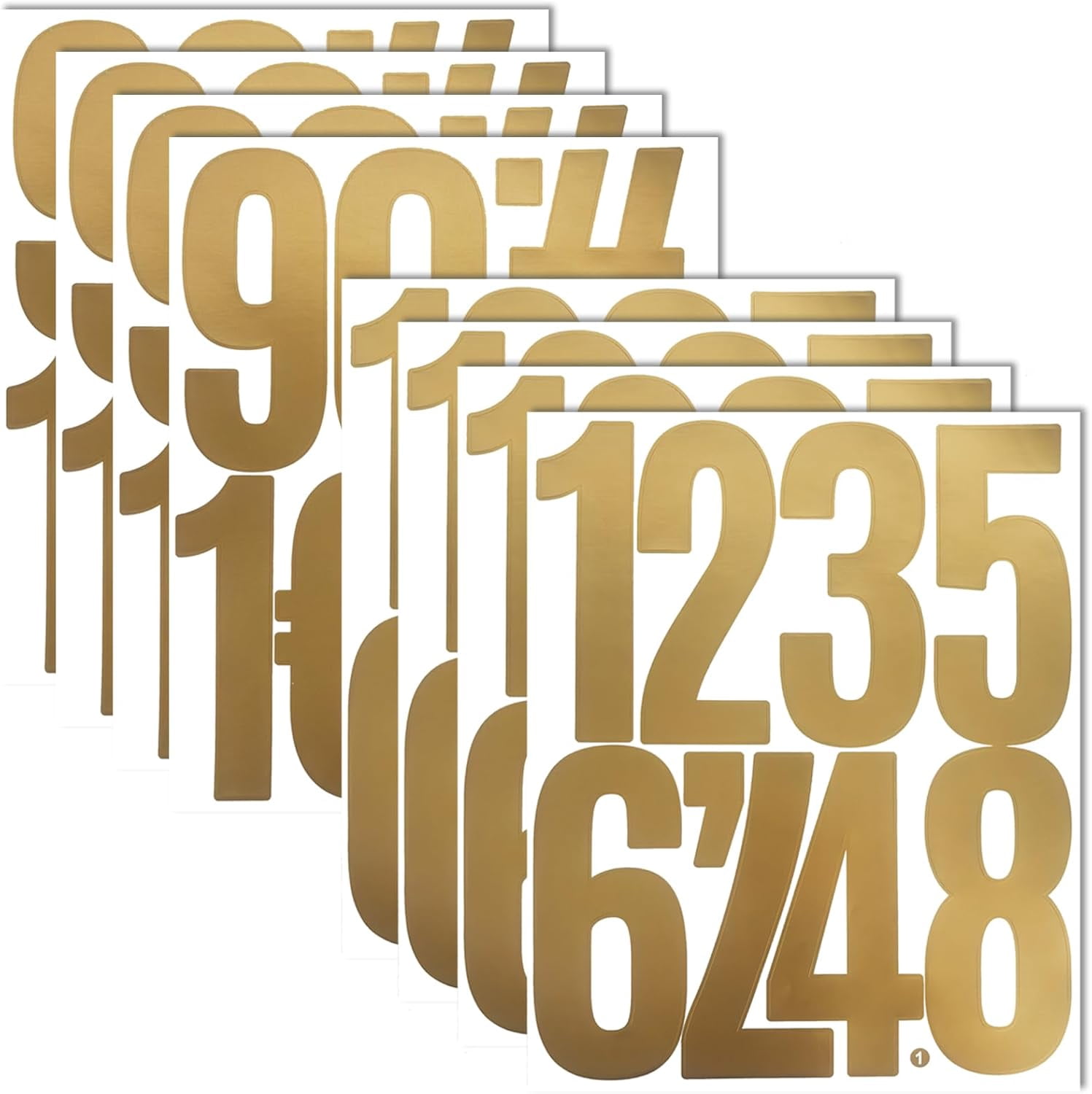 8 Sheets Large 5 Inch Gold Number Stickers 0-9 Numbers,Self Adhesive ...
