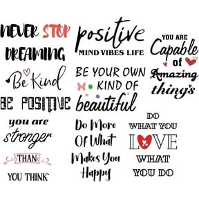 8 Sheets Motivational Text Wall Stickers Word Window Stickers PVC Waterproof Self Adhesive Wall Decals Removable for Window Decor Clings