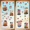 8 Sheets Mushroom Window Stickers Forest Bottle PVC Wall Decals Maple