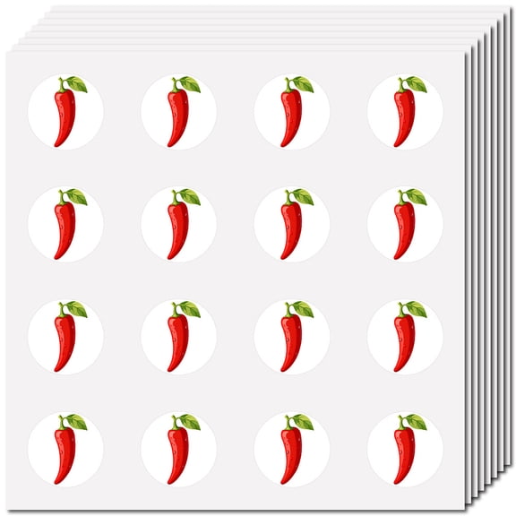 8 Sheets Plastic Waterproof Self-Adhesive Picture Stickers Cartoon Decals for s Art Craft Hot Pepper 150x150mm Sticker: 25mm