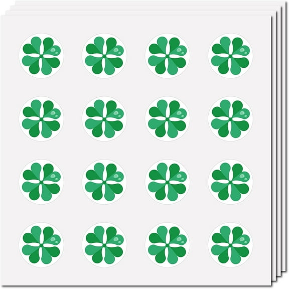 8 Sheets Plastic Waterproof Self-Adhesive Picture Stickers Round Dot Cartoon Decals for Kid's Art Craft Clover 150x150mm Sticker: 25mm