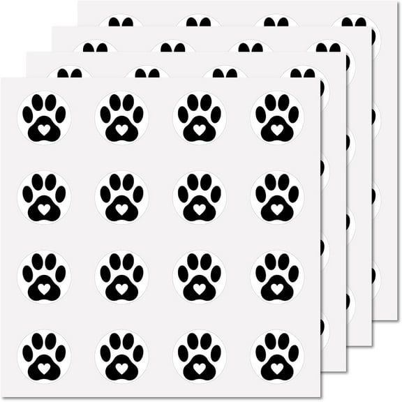 8 Sheets Plastic Waterproof Self-Adhesive Picture Stickers Round Dot Cartoon Decals for Kid's Art Craft Paw Print 150x150mm Sticker: 25mm
