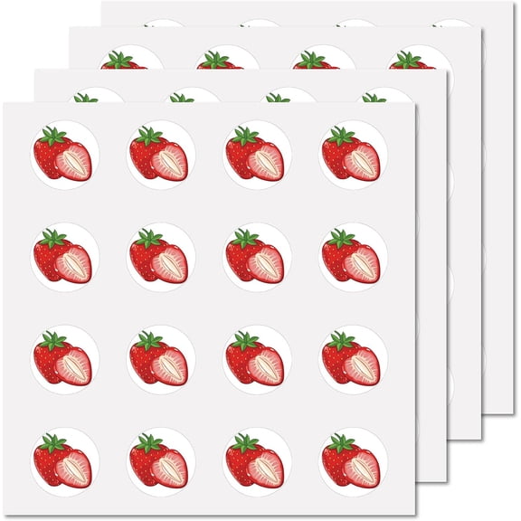 8 Sheets Plastic Waterproof Self-Adhesive Picture Stickers Round Dot Cartoon Decals for Kid's Art Craft Strawberry 150x150mm DIY