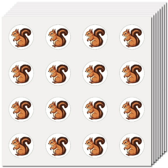 8 Sheets Plastic Waterproof Self-Adhesive Picture Stickers Round Dot Cartoon Decals for s Art Craft Squirrel 150x150mm Sticker: 25mm DIY