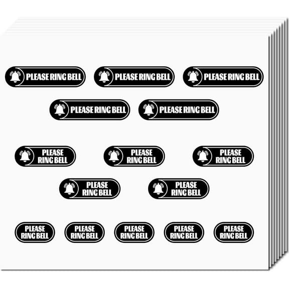 8 Sheets Please Ring Bell Stickers Mini Vinyl Bell Stickers Black Coated Self Adhesive Stickers Waterproof Warning Labels Decals Removable Sign for Home Apartment Wall Door 145x166mmMixed Color