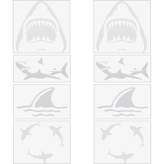 8 Sheets Shark Car Sticker Self Adhesive Car Stickers Waterproof Vinyl Window Decal Vinyl Automotive Exterior Decoration Decals White
