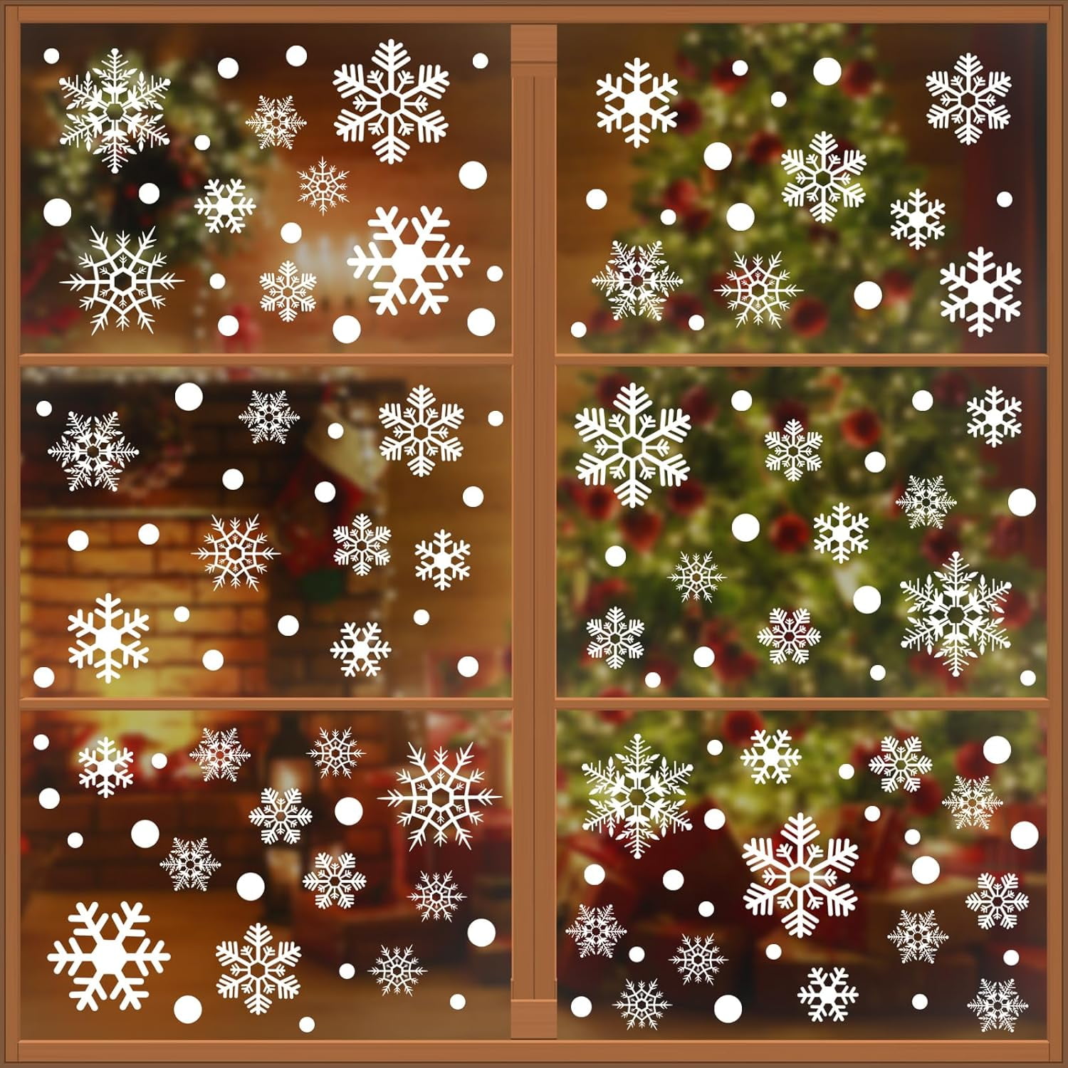 8 Sheets Snowflake Window Clings, Winter Window Stickers, Christmas White Snowflakes Window Decal for Glass, Christmas Window Decals, Winter Wonderland Decorations for Home Christmas