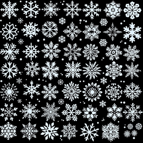 8 Sheets Snowflakes Window Stickers Winter Wall Decal Christmas Floral Clings Flower Self Adhesive PVC Waterproof Translucence Peel and Stick