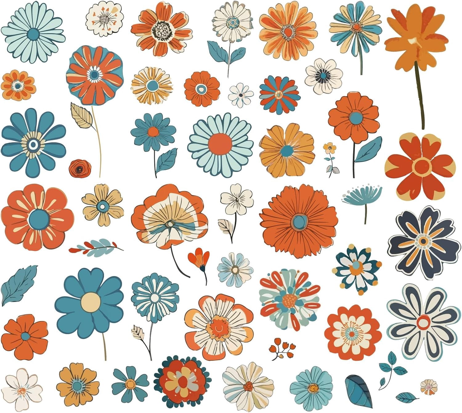 8 Sheets Vintage Floral Window Cling Wildflower Window Sticker Spring ...