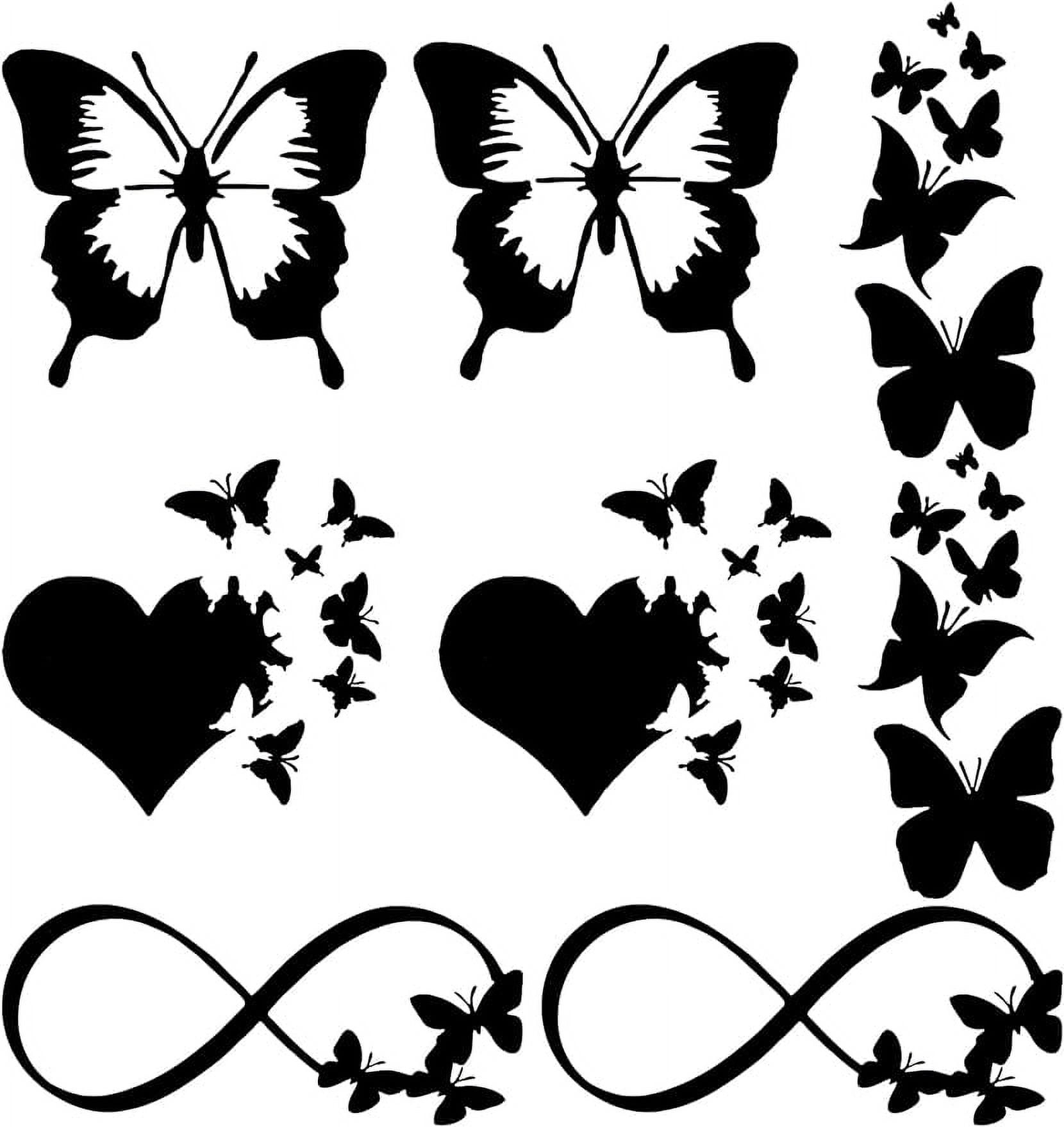 8 Sheets Vinyl Butterfly Car Decals Black Laser Reflective Car Bumper