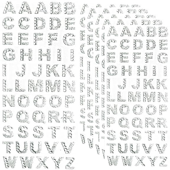 8 Sheets White Rhinestone Alphabet Stickers Glitter Self-Adhesive Diamond Letter A-Z Sticker Bling Crystal Stick on Letters for DIY Grad Cap Handicraft Art Card Decorations