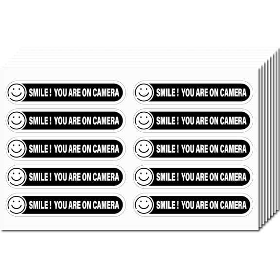 8 Sheets You are On Camera Stickers Mini Vinyl Warning Stickers Black White Coated Self Adhesive Waterproof Face Decals Camera Surveillance Sign for Wall 174x276mm Colorful