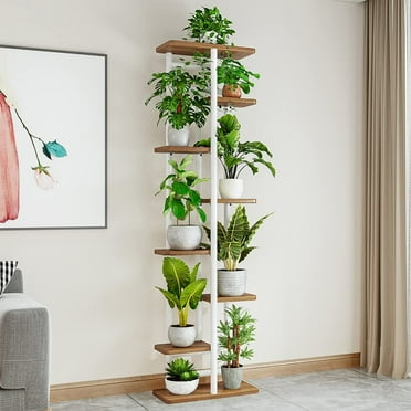 8-Shelf Flower Stand Plant Display for Indoors and Outdoors, Metal, White