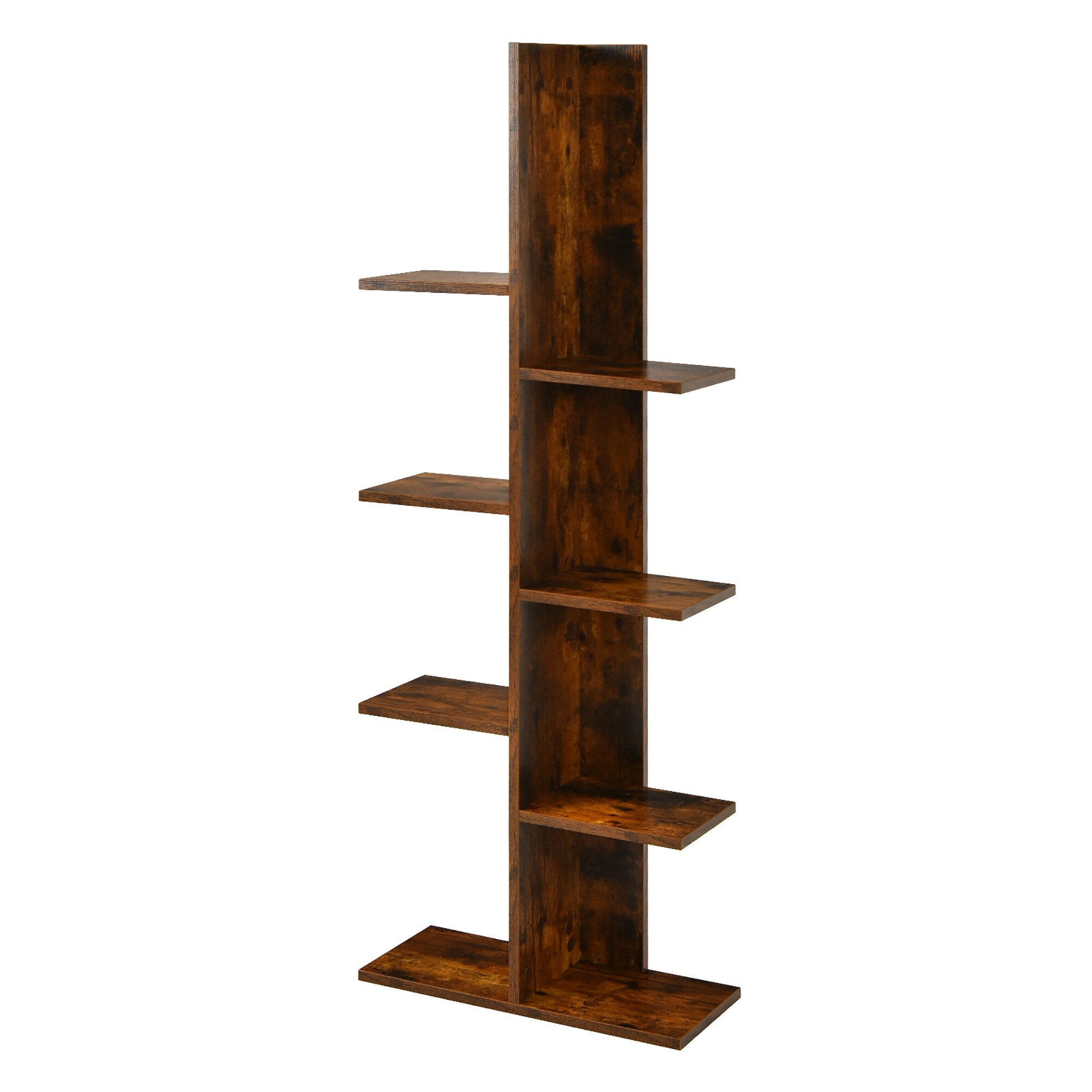 8 Shelf Tree Bookshelf Wooden Bookcase Free Standing Display Shelf