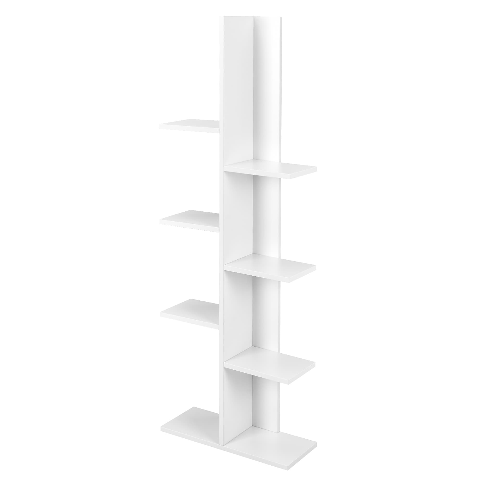 8 Shelf Tree Bookshelf Wooden Bookcase Free Standing Display Shelf White