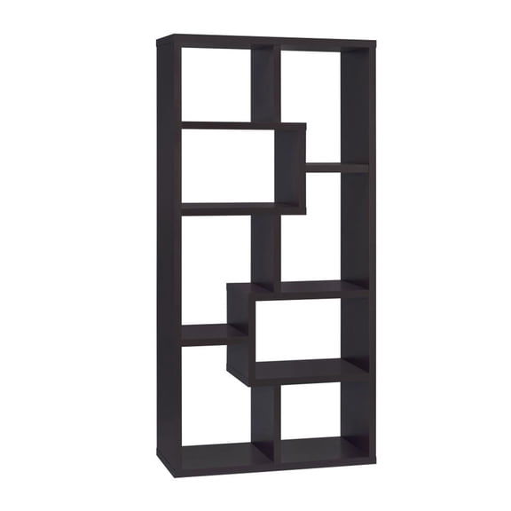 8-Shelf Wood Bookcase in Cappuccino
