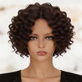 More Beautiful Synthetic Fluffy Kinky Curly Hair Topper for Women, 8 Inch 20cm 100g Clip In Hair Piece Natural Dark Brown Short Curly Wiglet Hairpiece to Cover Thinning Hair & Scalp