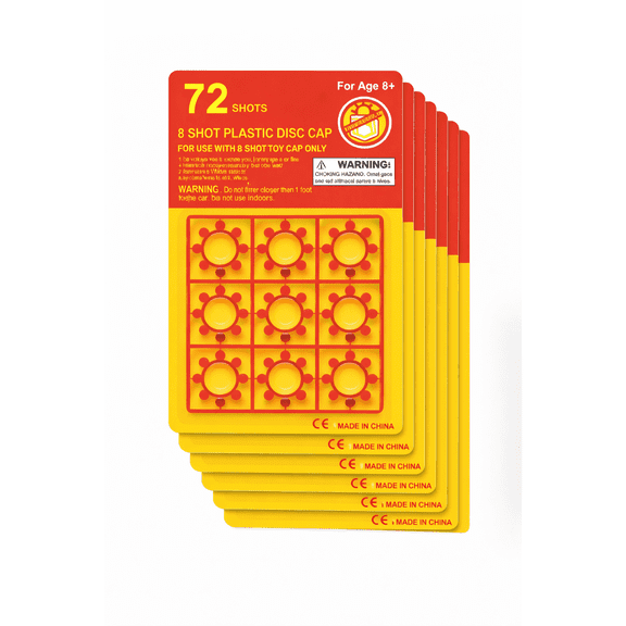 8 Shot Ring Caps, 72 Shots per Card, 6-Pack, 432 Shots, Ages 8+