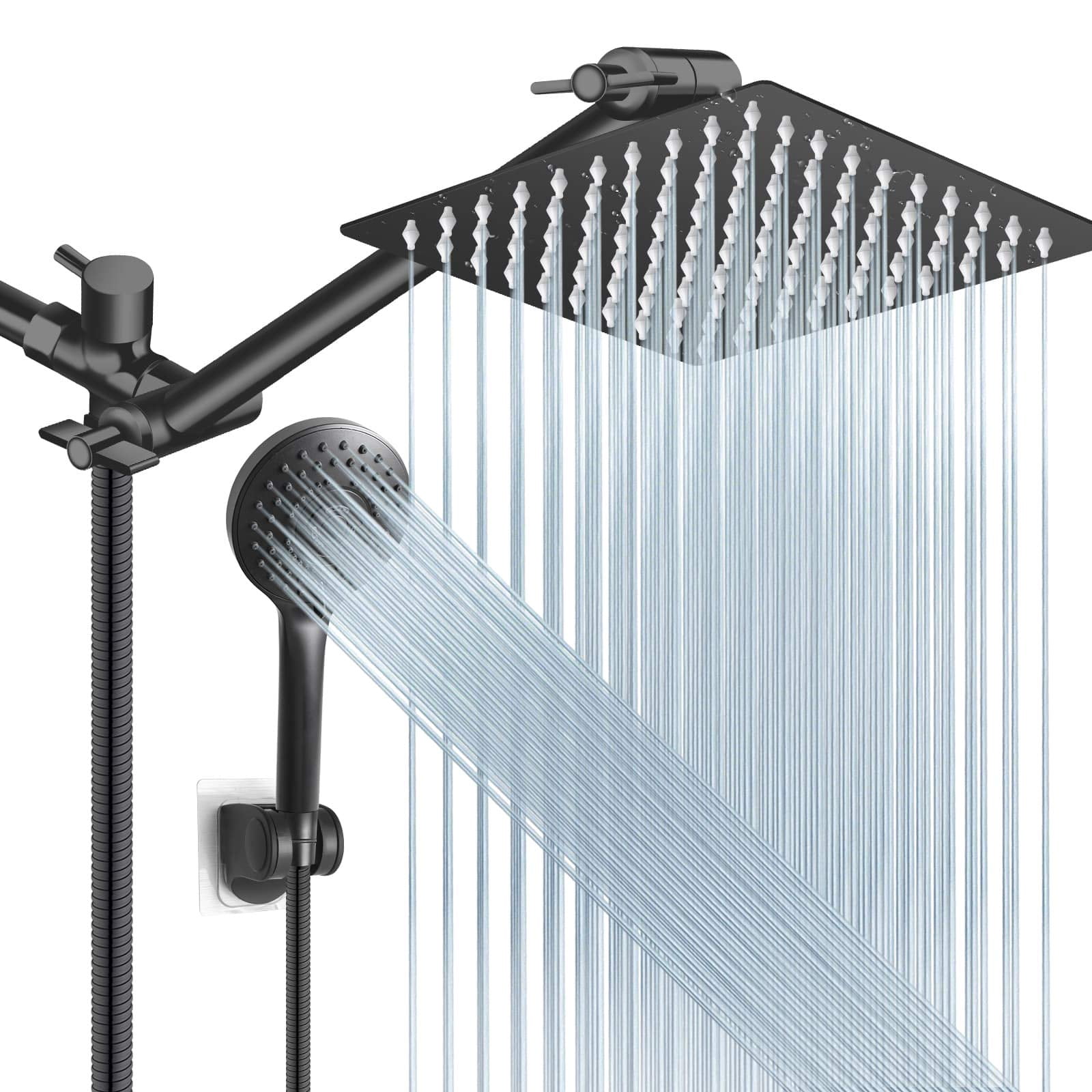 8" Showerhead Set Matte Black Multi-Use Bath Accessory