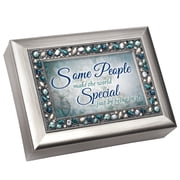 Cottage Garden - Some People Make World Special Brushed Silvertone Jewelry Music Box Plays Wonderful World