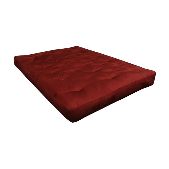 8" Single Foam & Cotton #607 Queen Burgundy Microfiber Futon Mattress-Color:Burgundy Microfiber,Material:Cotton,Quantity:1