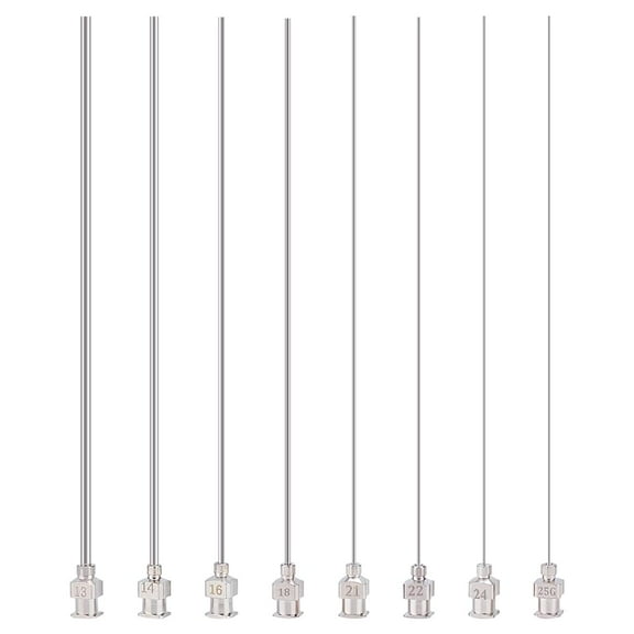 8 Size 304 Stainless Steel Dispensing Needle Blunt Tip Glue Bottle Needles with Luer Lock Liquid Dispenser Needle for Refilling E-Liquid Inks Needle Length: 4.7inch