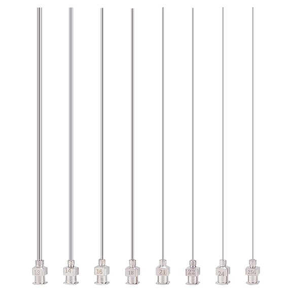 8 Size 304 Stainless Steel Dispensing Needle Blunt Tip Glue Bottle Needles with Luer Lock Liquid Dispenser Needle for Refilling E-Liquid Inks