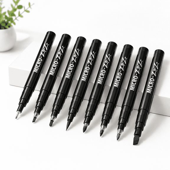 8-Size Hand Lettering Pen Set, Black Ink Calligraphy Brush Markers for Beginners