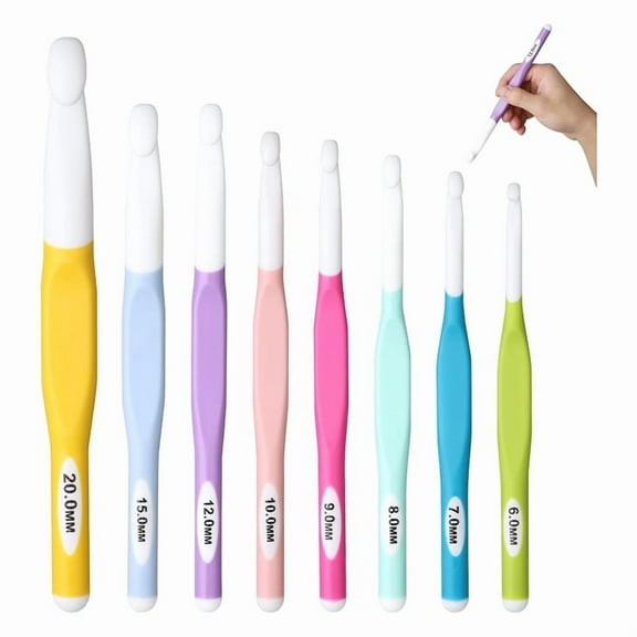 8 Sizes Big Crochet Hooks Ergonomic Set, Large Crochet Hooks for Chunky Yarn, 6mm - 20mm Large Crochet Hook,8 x Large Crochet Hooks,Random Color