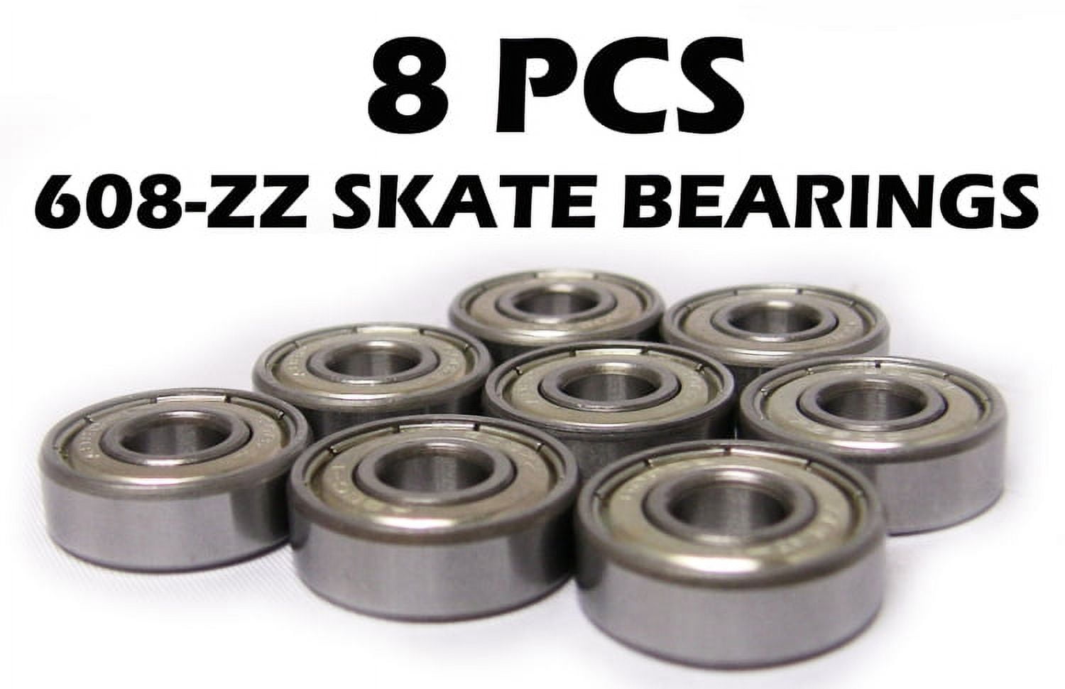 ECON 8 Skate Ball Bearings, 608Z, Shielded, 8x22x7mm, Self-Lubricated, 8 Count