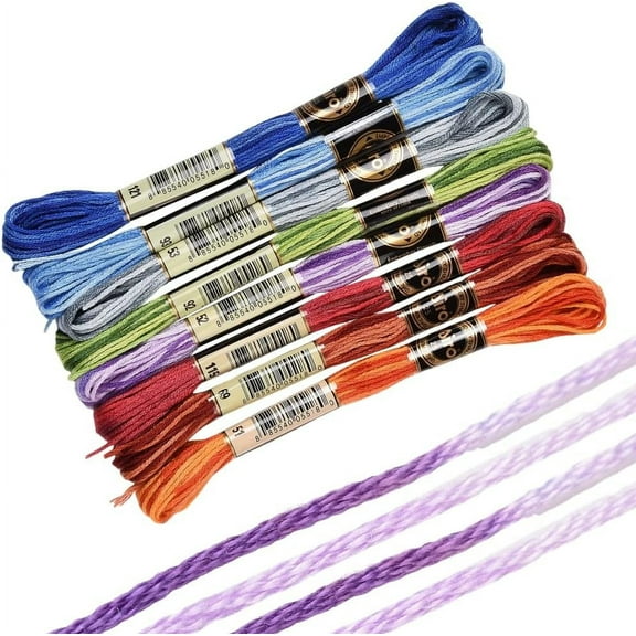 8 Skeins 6 Strands 70 Yards Variegated Embroidery Cross Stitch Thread Gradient Color Friendship Bracelet Blue Cotton String Floss for Sewing Making Bracelet Knitting Stitching Craft Supply