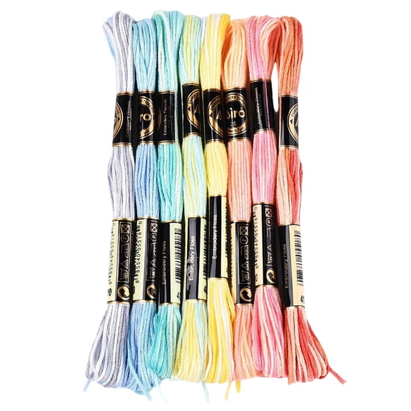 8 Skeins 6 Strands Candy Color Embroidery Floss Variegated Colorful Friendship Bracelet String Polyester Stitch Thread Yarn Threads Bulk DIY