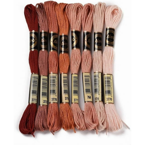 8 Skeins 6 Strands Dark Red Embroidery Floss Friendship Bracelet String Threads Variegated Gradient Color Needlepoint Stitch Yarn Thread for Sewing Bracelet Making Stitch Crafts