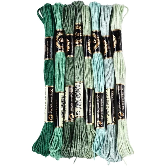 8 Skeins 6 Strands Green Variegated Embroidery Floss Thread Gradient Friendship Bracelet String Polyester Stitch Threads Bulk