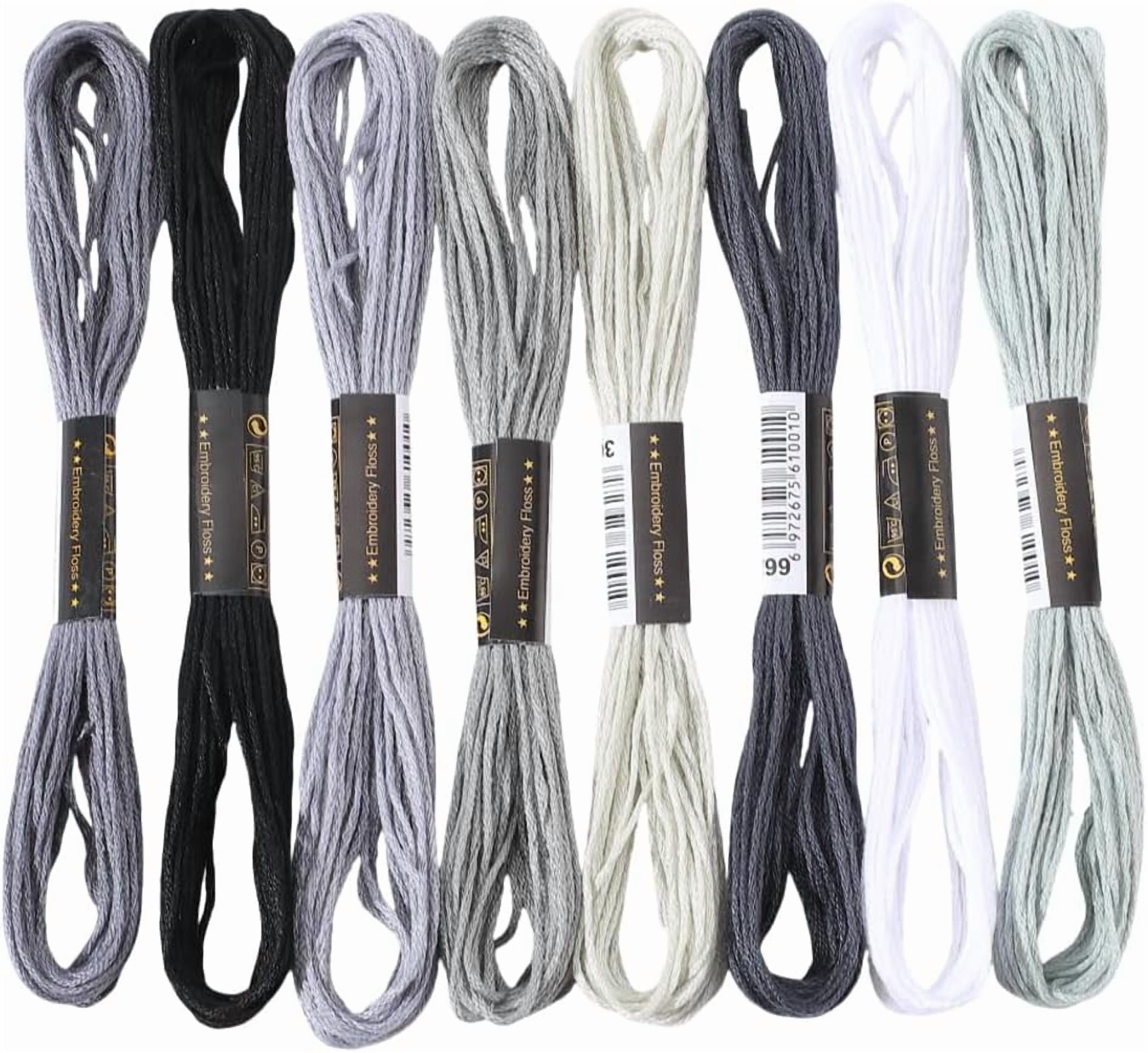 8 Skeins 6 Strands Grey Embroidery Thread Polyester Variegated Gradient ...