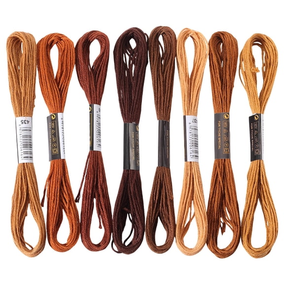 8 Skeins 8 Colors 6-Ply Polyester Embroidery Floss Stitch Threads Tassel Embroidery Gradient Color Peru 2mm 8.20 Yards(7.5m)/Skein