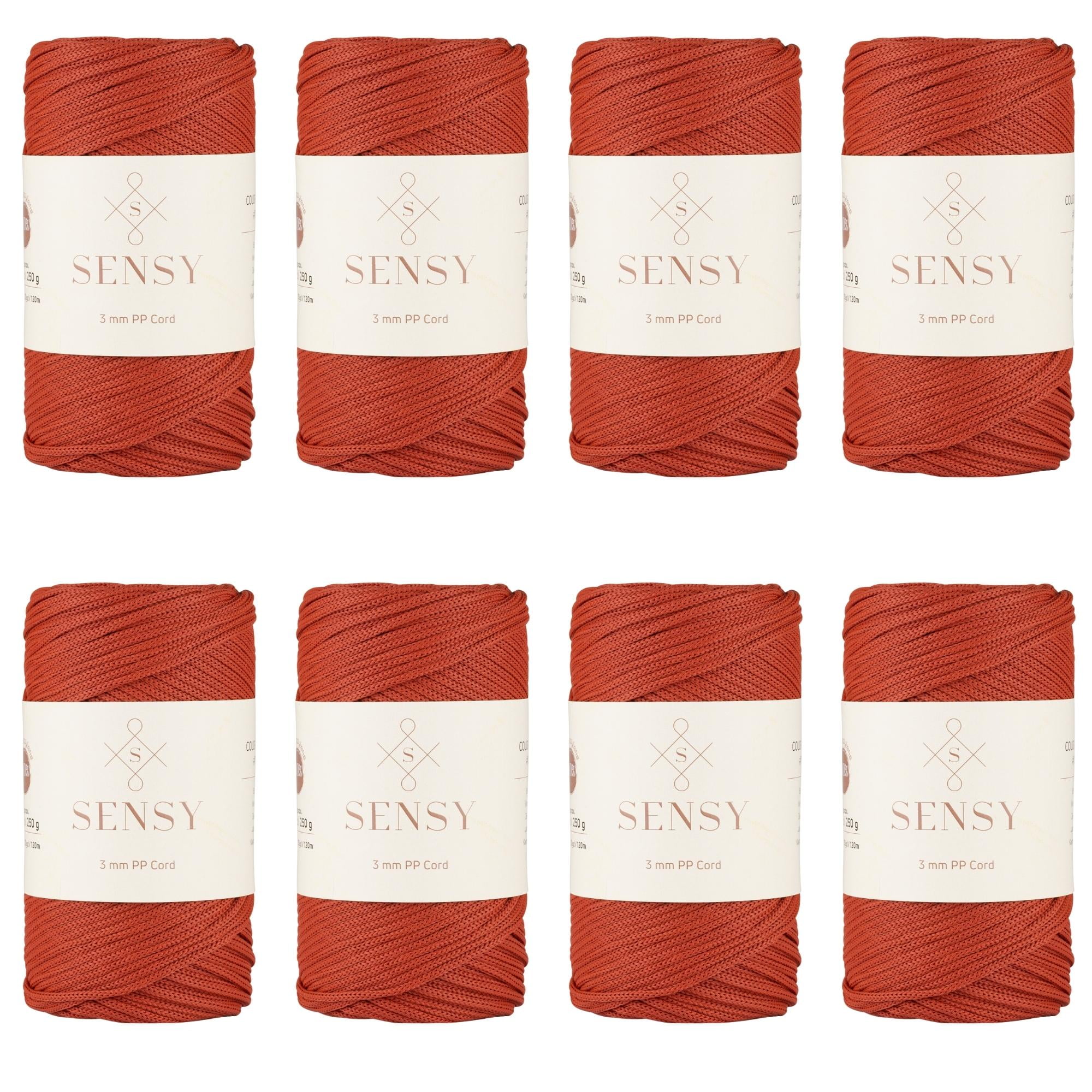 8 Skeins of Sensy Premium 3mm 131 Yards Polyester Rope 100% Polypropylene Cord Macrame Cord 3mm Crochet Bag Cord Macrame Rope Crochet Thread Gift for Knitter (Brick)