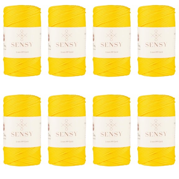 8 Skeins of Sensy Premium 3mm 131 Yards Polyester Rope 100% Polypropylene Cord Macrame Cord 3mm Crochet Bag Cord Macrame Rope Crochet Thread Gift for Knitter (Yellow)