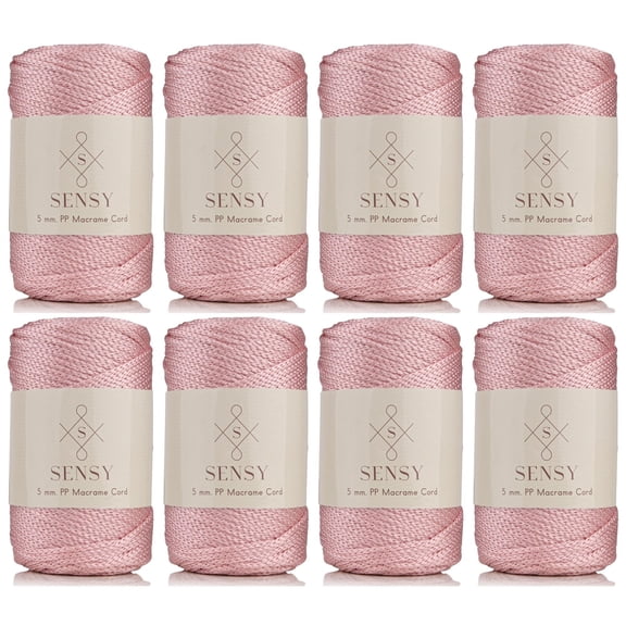 8 Skeins of Sensy Premium 5mm 104 Yards Polyester Rope 100% Polypropylene Cord Macrame Cord 5mm Crochet Bag Cord Macrame Rope Crochet Thread Gift for Knitter (Pink)