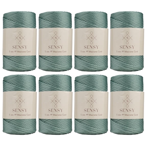 8 Skeins of Sensy Premium 5mm 104 Yards Polyester Rope 100% Polypropylene Cord Macrame Cord 5mm Crochet Bag Cord Macrame Rope Crochet Thread Gift for Knitter (Sage)